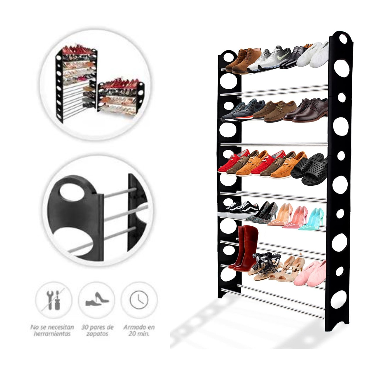 Rack Organizador Calzado 10 Niveles 30 p